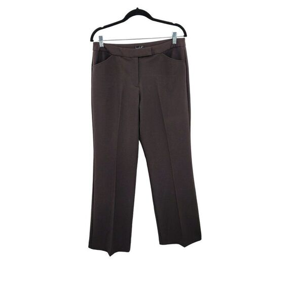 Vintage 90s Nicole‎ Miller Flare Dress Pants 10 Brown High-Rise Stretch Career - Picture 2 of 12